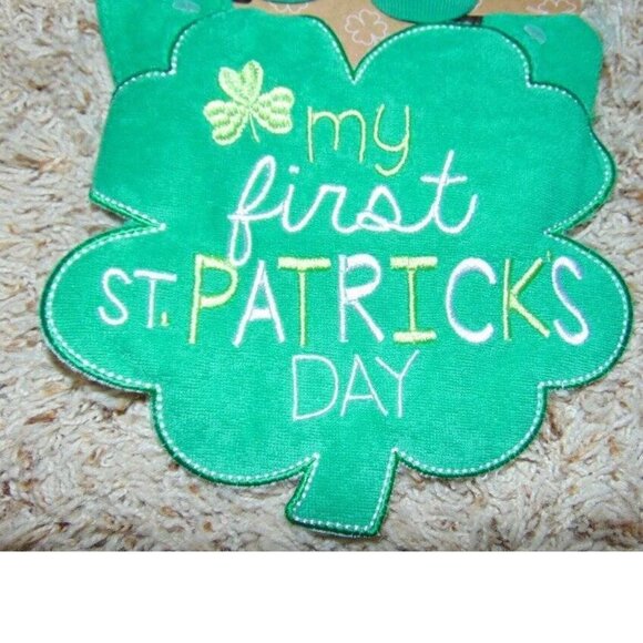Bbay St. Patricks Day Bib & Socks 0/6 months "My First" Baby Essentials Green - Picture 2 of 4